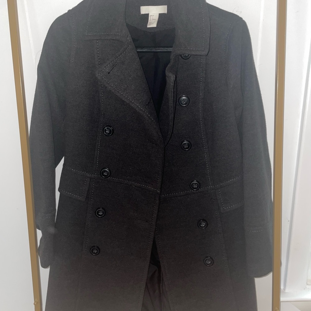 Women's Charcoal Double-Breasted Coat